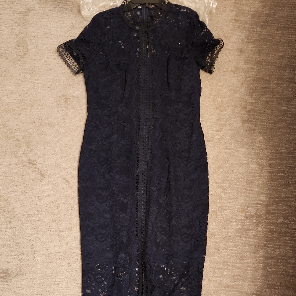 Eliza J Navy Lace Midi Dress
